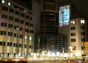 Chinese Embassy in Berlin illuminated by ICT