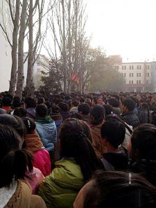 Schoolchildren and students demonstrate