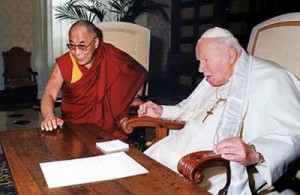 His Holiness the Dalai Lama with Pope John Paul II