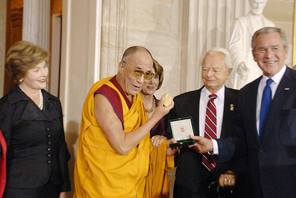 His Holiness the Dalai Lama accepting the Congressional Gold Medal [The Rotunda, US Capitol, Washington, DC, October 17, 2007]