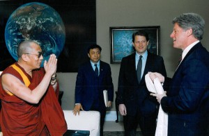 His Holiness the Dalai Lama and US President Bill Clinton [The Office of the Vice President, Washington, DC, April 1993]
