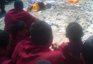 People at the site where Jamyang Palden was self immolated