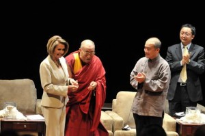 The Dalai Lama with Speaker Pelosi and Wang Lixiong