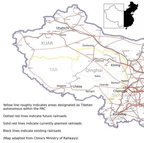 Tibet railway map