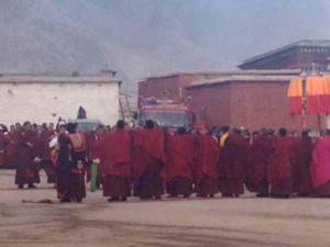 A fire engine stationed at Labrang monastery