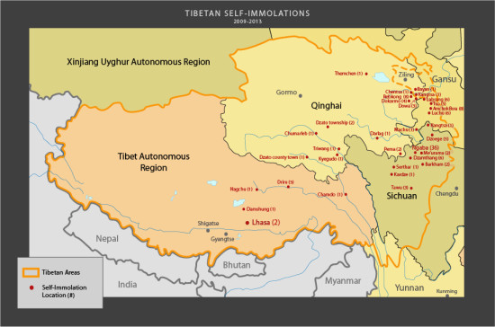 Tibet map self-immolations
