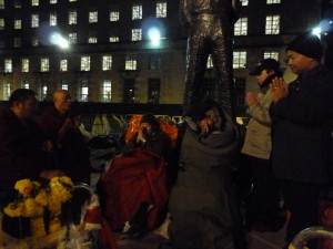 Tibetan Parliamentarians in UK_Thupten Wangchen and Atuk with Nepalese hunger striker on Whitehall