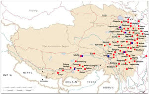 Tibet protest map