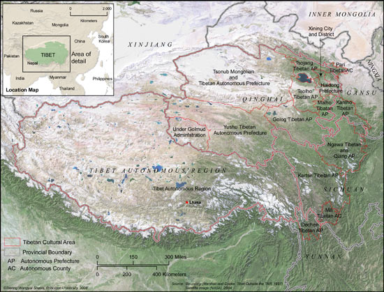 Tibet satellite map 550