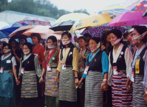 Tibetan women demonstrate