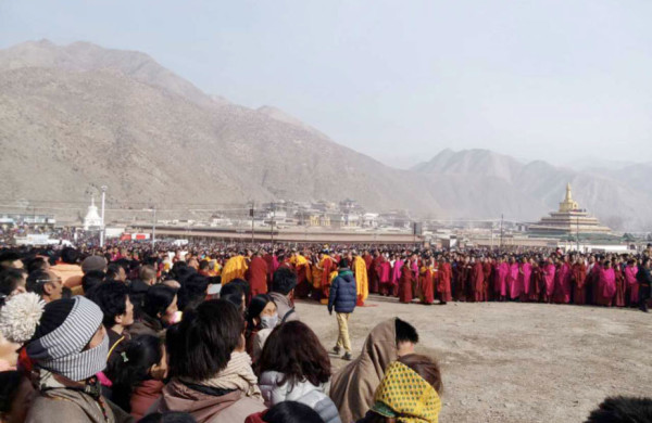 Tibetans attending a festival at Labrang monastery. (Image: RFA)