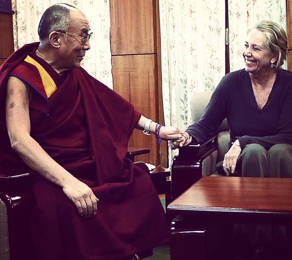 Melissa Mathison with His Holiness the Dalai Lama
