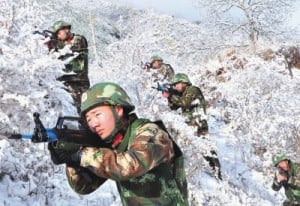 The front page of state media Aba (Tibetan: Ngaba) Daily, on January 25, 2016, showed the Sichuan Armed Police Corps engaging in combat exercises on the plateau. The newspaper said the exercises were to “improve the combat capability of forces under difficult conditions for the successful completion of the fight against terrorism”. 