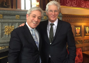 Richard Gere with the Speaker of the House of Commons, John Bercow MP.