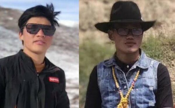 Images of the two lay protesters Choegyal, known by the pen name “Drongdzi,” and Yonten, known by the pen name “Yangchenpa,” published by The Tibet Post International and other exile media.
