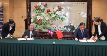 Officials from Nepal and China signing the BRI Cooperation Framework