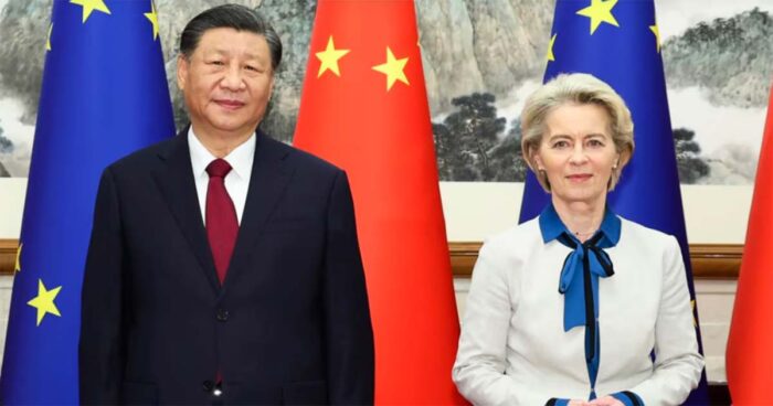 President of the European Commission and Chinese President meeting in China
