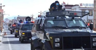 show of force with a joint security drill in central Lhasa