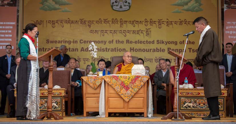 ikyong Penpa Tsering taking his oath of office