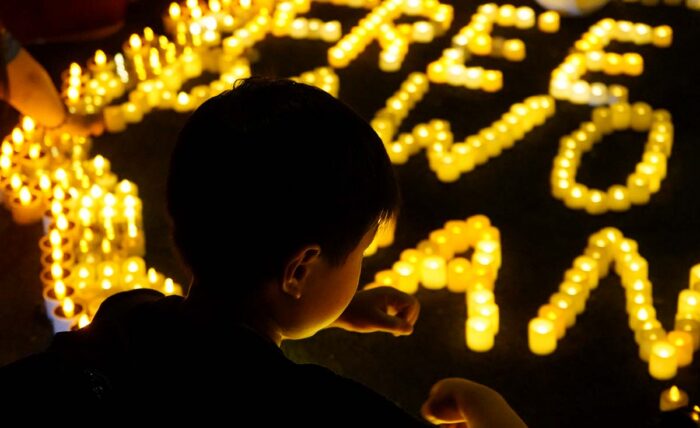 candle at the memorial site